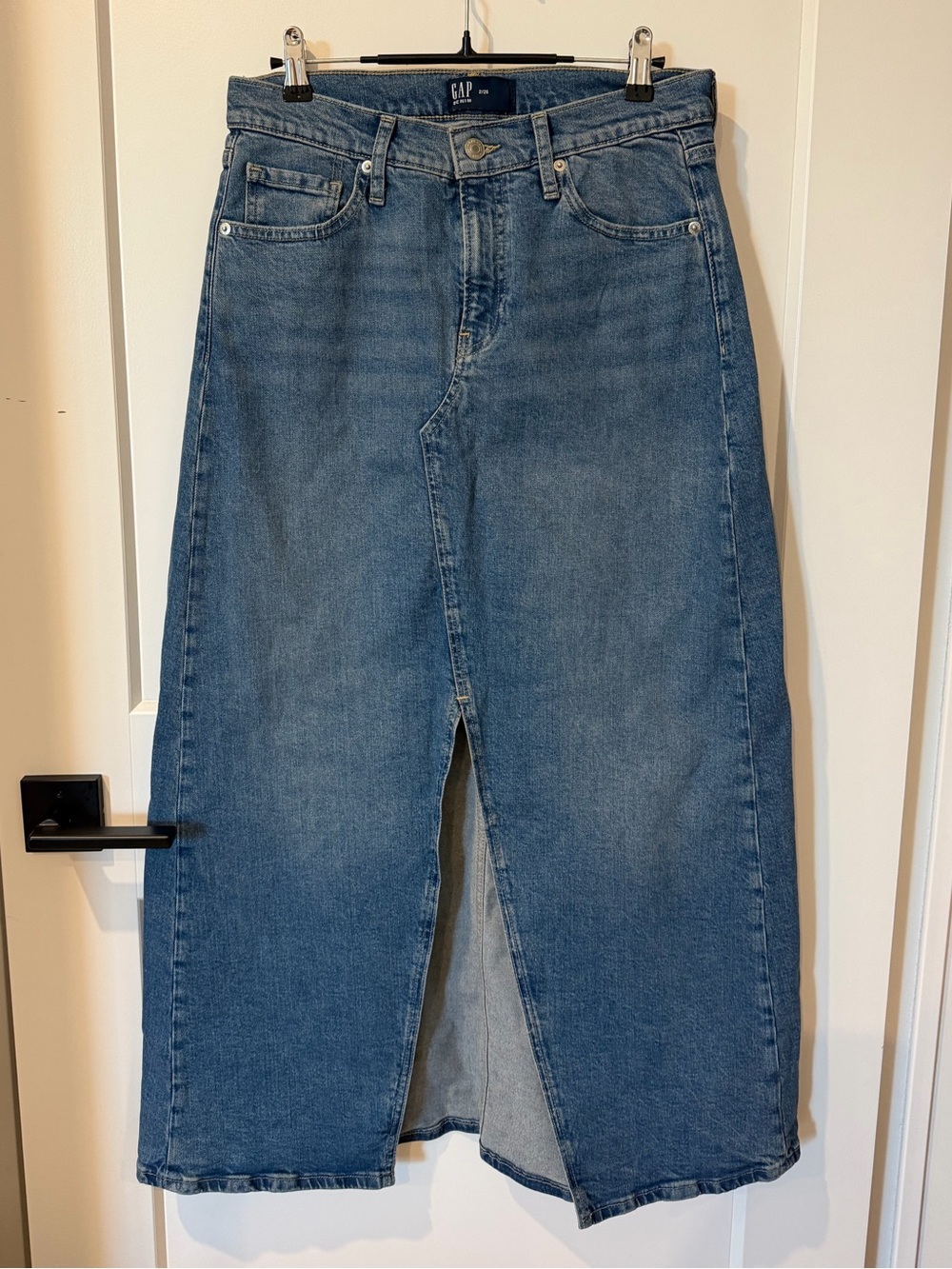 GAP Blue Denim Midi Skirt with Front Slit